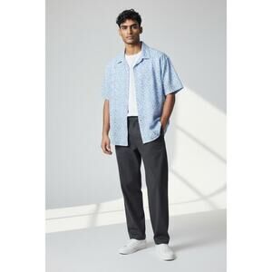 Jack Maverick Blue White Floral Button Down Shirt Men’s Large Short Sleeve Casua